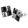 Earrings with black-white SWAROVSKI® crystal, square, 8 mm, ART CRYSTELLA®